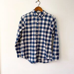 Vineyard Vines Relaxed Fit Blue Gingham Flannel Shirt, Size 6